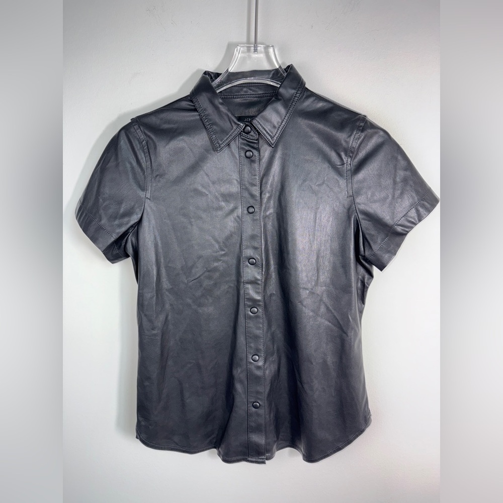 J CREW Slim-fit short-sleeve faux-leather SHIRT